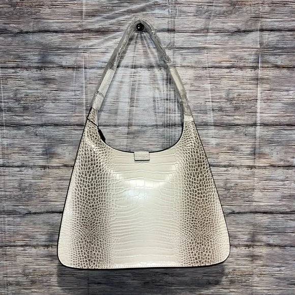 Calvin Klein Audrey Hobo Bag in Natural Croco Reptile Embossed NEW - Picture 2 of 6